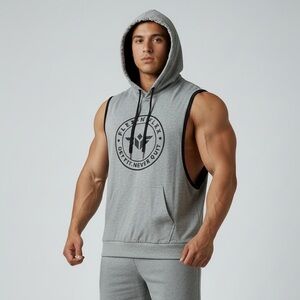 FLEX N FLEX Heather Grey Sleeveless Hood d Tank Top/ Workout Vest | Size XL